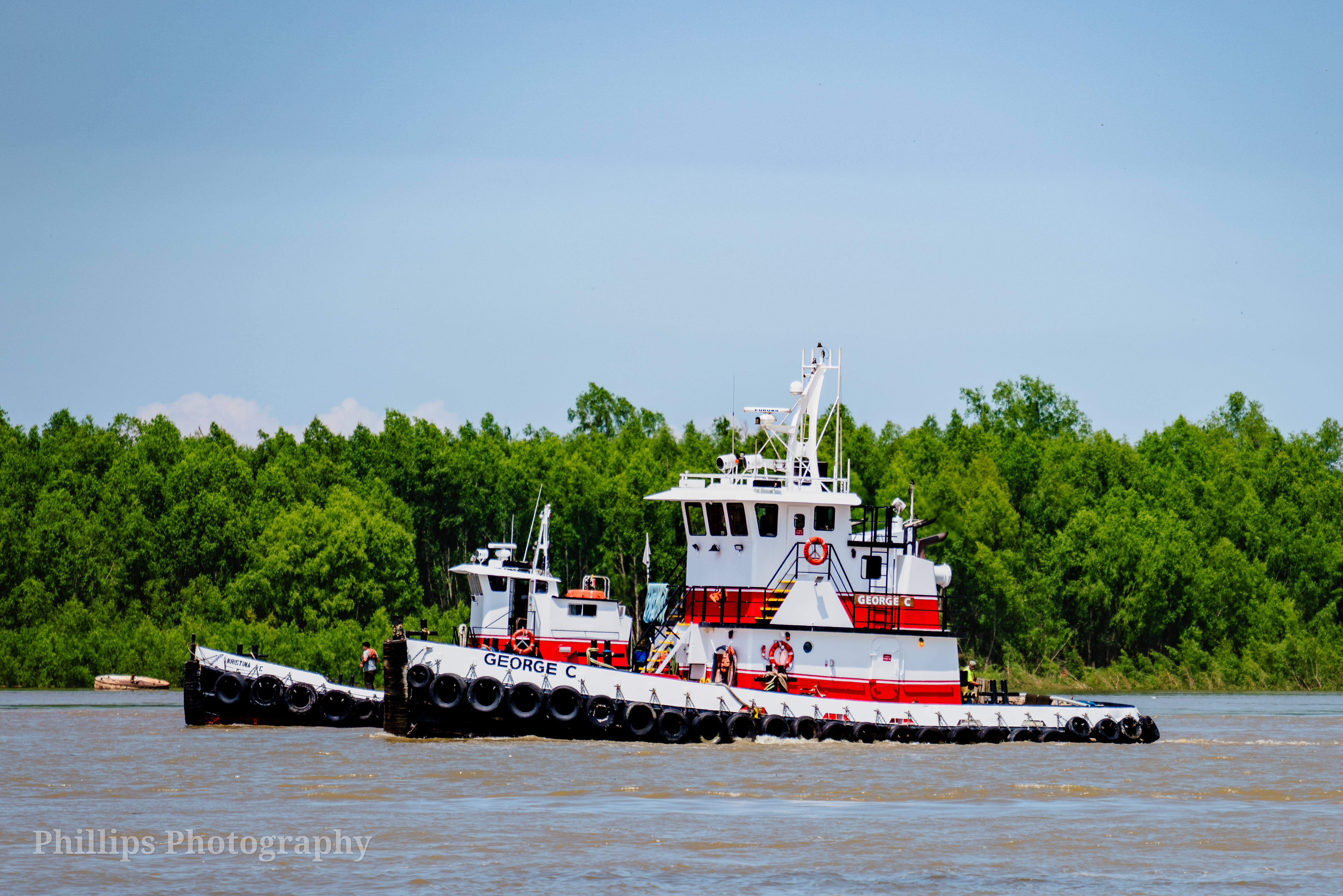 George C tug pushing through the Algiers Canal
