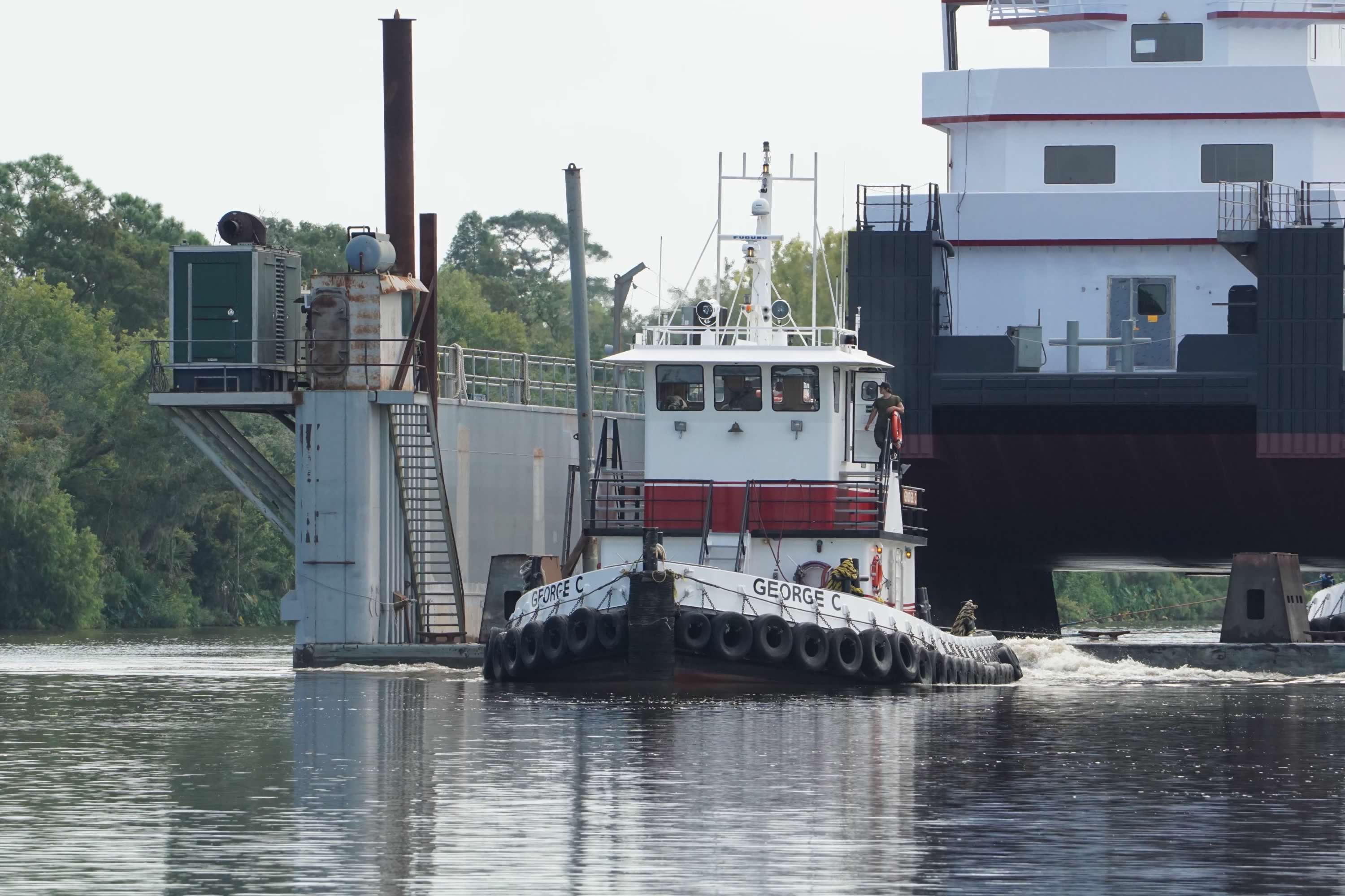 George C moving an oversize tow through the canal